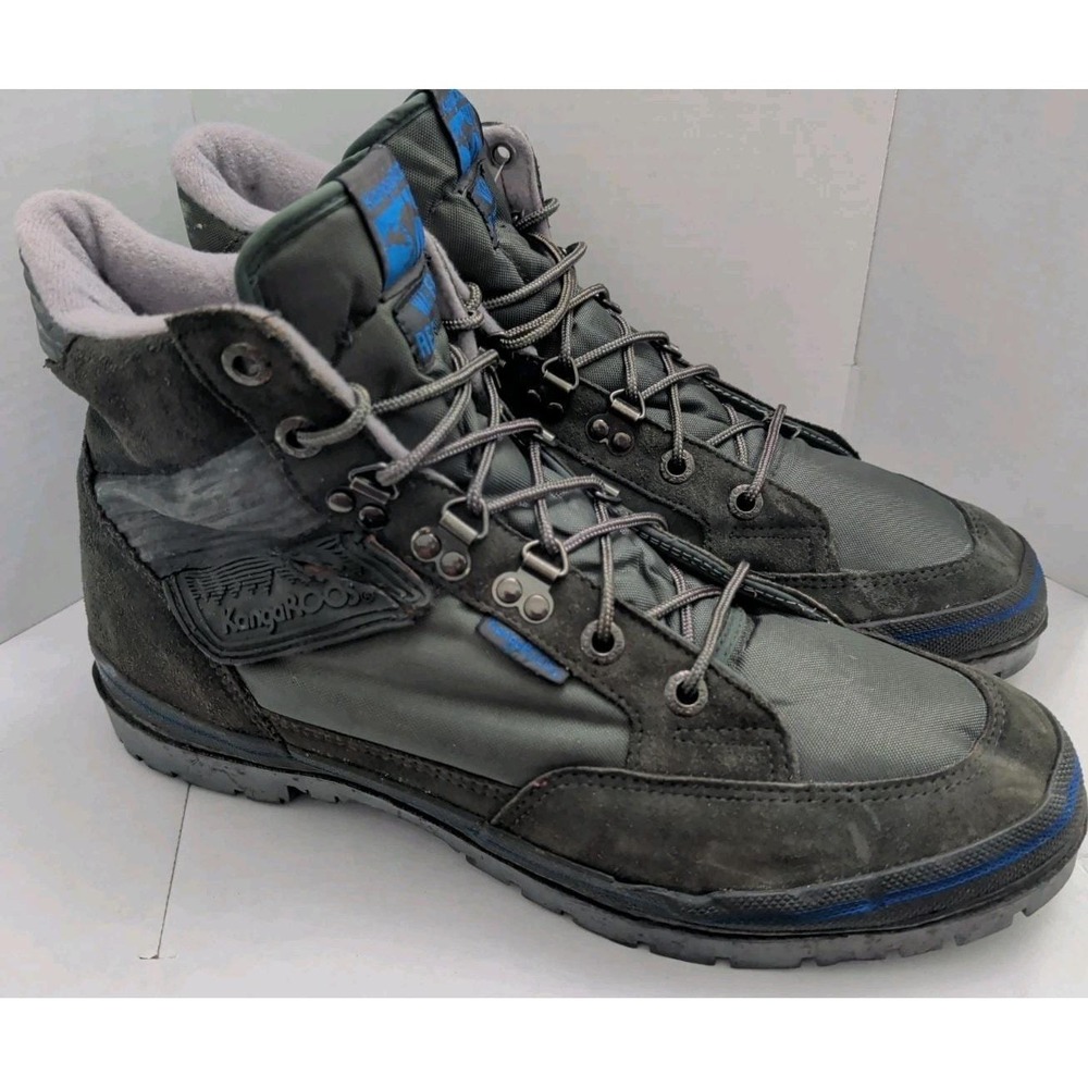 Vintage 80s KangaRoos Gray Suede Hiking Boots Waterproof Men's Size 13 BVL-6630